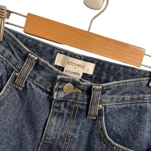 Storets Dark Wash Straight Leg High Rise Jeans Ripped Cotton MED or 6 - Picture 3 of 7